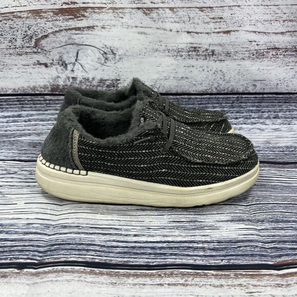 Hey Dude Wendy Rise Black Herringbone Slip On Sneakers Women’s Size 7 - Picture 1 of 8